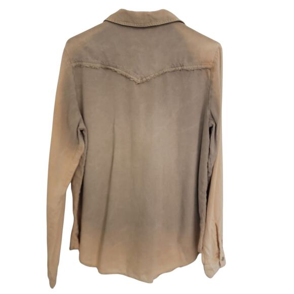 Cloth & Stone Long Sleeve Button Down Shirt Faded Ombre Distressed Medium Beachy - Picture 2 of 13